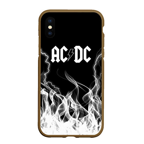 Чехол iPhone XS Max матовый ACDC Fire / 3D-Коричневый – фото 1