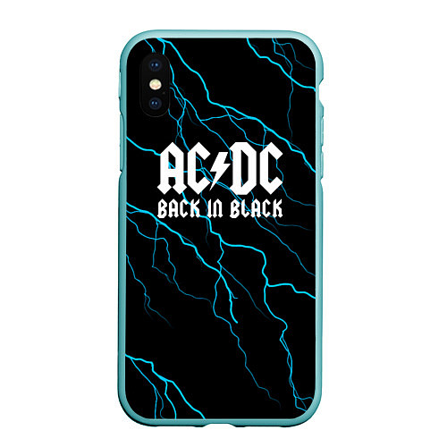 Чехол iPhone XS Max матовый ACDC - Молнии / 3D-Мятный – фото 1