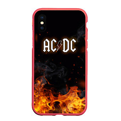 Чехол iPhone XS Max матовый ACDC - Fire, цвет: 3D-красный