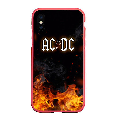 Чехол iPhone XS Max матовый ACDC - Fire / 3D-Красный – фото 1