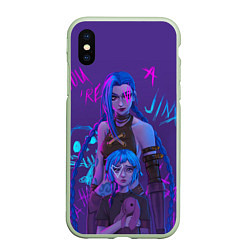 Чехол iPhone XS Max матовый Arcane League Of Legends JINX, цвет: 3D-салатовый