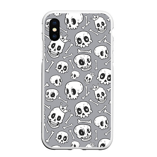 Чехол iPhone XS Max матовый Skulls & bones / 3D-Белый – фото 1