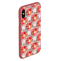 Чехол iPhone XS Max матовый Цветы - розы паттерн, цвет: 3D-красный — фото 2