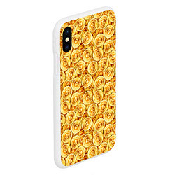 Чехол iPhone XS Max матовый Золотые Биткоины, цвет: 3D-белый — фото 2