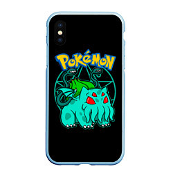 Чехол iPhone XS Max матовый Бульбатулху - Покемоны, цвет: 3D-голубой