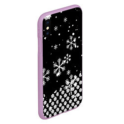 Чехол iPhone XS Max матовый Чёрный клевер снежинки, цвет: 3D-сиреневый — фото 2