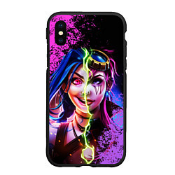 Чехол iPhone XS Max матовый Arcane League Of Legends JINX AND VI, цвет: 3D-черный