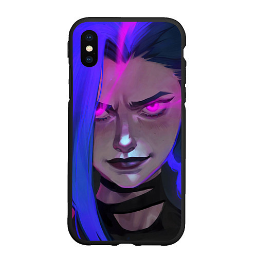 Чехол iPhone XS Max матовый League Of Legends Arcane ДЖИНКС Jinx Powder / 3D-Черный – фото 1