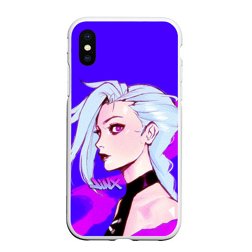 Чехол iPhone XS Max матовый League Of Legends Jinx неон / 3D-Белый – фото 1