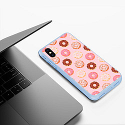 Чехол iPhone XS Max матовый Pink donuts, цвет: 3D-голубой — фото 2