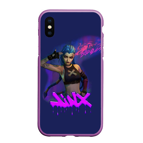 Чехол iPhone XS Max матовый League Of Legends Arcane JINX BOOM / 3D-Фиолетовый – фото 1