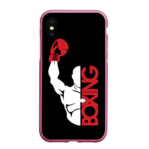 Чехол iPhone XS Max матовый Бокс Boxing / 3D-Малиновый – фото 1