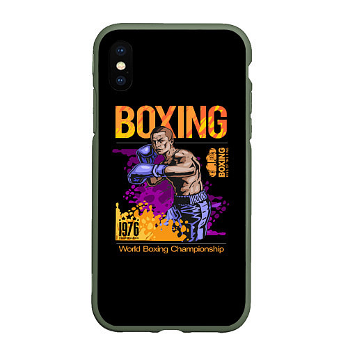 Чехол iPhone XS Max матовый BOXING - Бокс / 3D-Темно-зеленый – фото 1