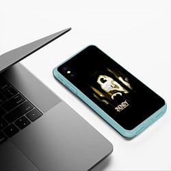 Чехол iPhone XS Max матовый Bendy And The Ink Machine подтеки, цвет: 3D-мятный — фото 2