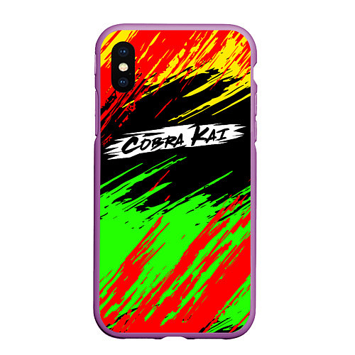 Чехол iPhone XS Max матовый Логотип Cobra Kai / 3D-Фиолетовый – фото 1