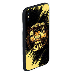 Чехол iPhone XS Max матовый Bendy And The Ink Machine круг, цвет: 3D-черный — фото 2