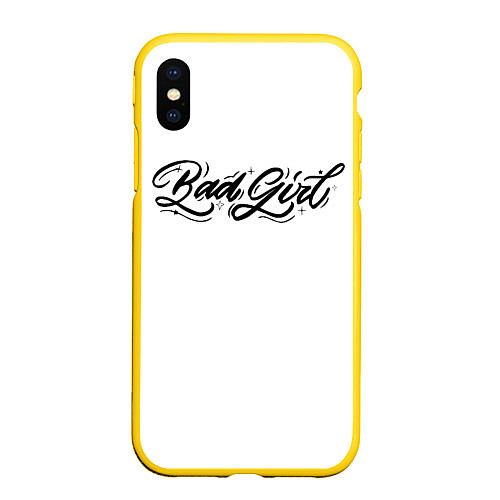 Чехол iPhone XS Max матовый Bad girl lettering / 3D-Желтый – фото 1