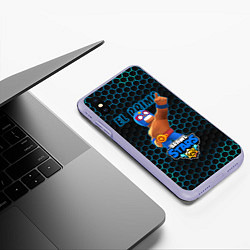 Чехол iPhone XS Max матовый Эль Примо, BRAWL STARS соты, цвет: 3D-светло-сиреневый — фото 2