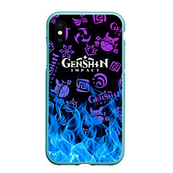 Чехол iPhone XS Max матовый Стихия Genshin Impact Fire, цвет: 3D-мятный