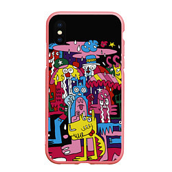 Чехол iPhone XS Max матовый Разноцветные монстры, цвет: 3D-баблгам