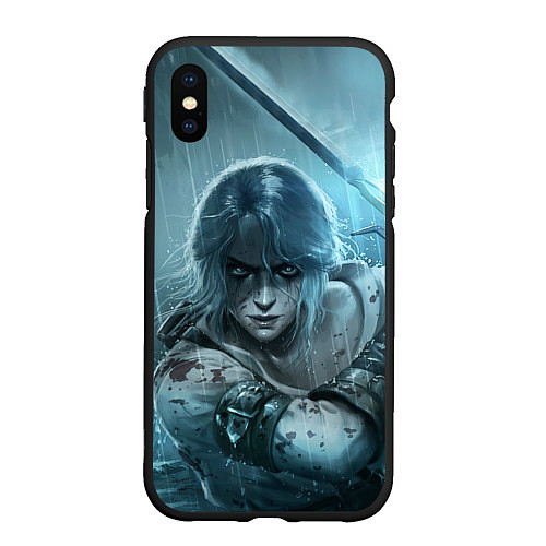 Чехол iPhone XS Max матовый ЦИРИ, ВЕДЬМАК, THE WITCHER / 3D-Черный – фото 1