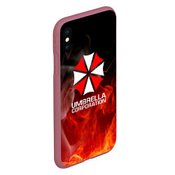 Чехол iPhone XS Max матовый Umbrella Corporation пламя, цвет: 3D-малиновый — фото 2