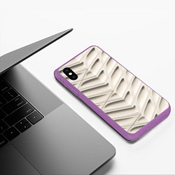 Чехол iPhone XS Max матовый Бежевые Узоры, цвет: 3D-фиолетовый — фото 2