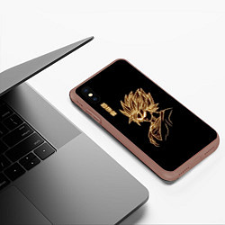 Чехол iPhone XS Max матовый Гоку неоновый Dragon Ball, цвет: 3D-коричневый — фото 2
