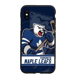 Чехол iPhone XS Max матовый Торонто Мейпл Лифс, Toronto Maple Leafs Маскот, цвет: 3D-черный