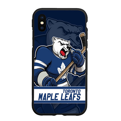 Чехол iPhone XS Max матовый Торонто Мейпл Лифс, Toronto Maple Leafs Маскот / 3D-Черный – фото 1