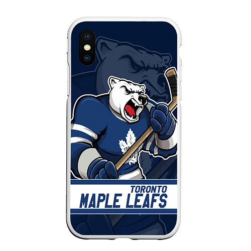 Чехол iPhone XS Max матовый Торонто Мейпл Лифс, Toronto Maple Leafs Маскот / 3D-Белый – фото 1