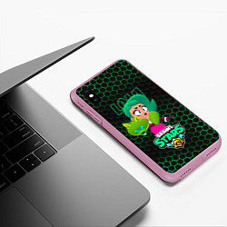 Чехол iPhone XS Max матовый Лола Lola BRAWL STARS соты, цвет: 3D-розовый — фото 2