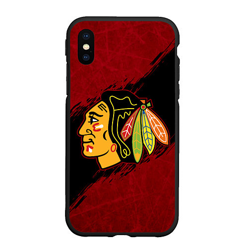 Чехол iPhone XS Max матовый Chicago Blackhawks, Чикаго Блэкхокс / 3D-Черный – фото 1