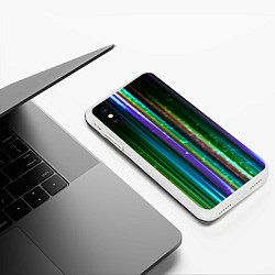 Чехол iPhone XS Max матовый Свет неоновой радуги, цвет: 3D-белый — фото 2