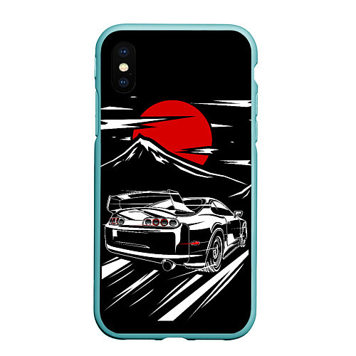 Чехол iPhone XS Max матовый TOYOTA SUPRA Под Луной / 3D-Мятный – фото 1