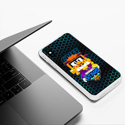 Чехол iPhone XS Max матовый Грифф BRAWL STARS соты, цвет: 3D-белый — фото 2