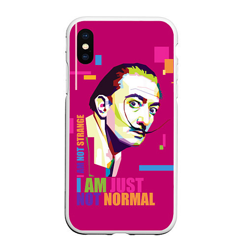 Чехол iPhone XS Max матовый Salvador Dali: I am just not normal / 3D-Белый – фото 1