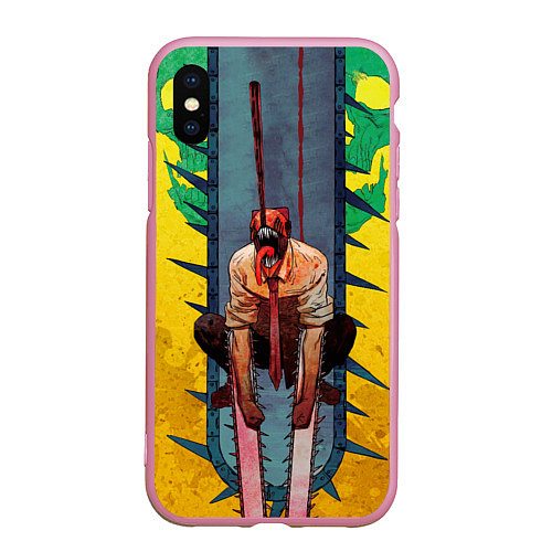 Чехол iPhone XS Max матовый Chainsaw Man - Дэндзи / 3D-Розовый – фото 1