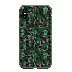 Чехол iPhone XS Max матовый Зелёный Вязаный Камуфляж