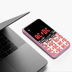 Чехол iPhone XS Max матовый ACDC переменный ток, цвет: 3D-розовый — фото 2