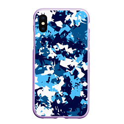 Чехол iPhone XS Max матовый Сине-бело-голубой камуфляж