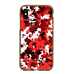 Чехол iPhone XS Max матовый Красно-белый камуфляж