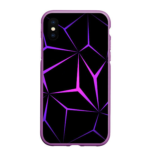 Чехол iPhone XS Max матовый НЕОНОВАЯ ГЕОМЕТРИЯ - NEON / 3D-Фиолетовый – фото 1