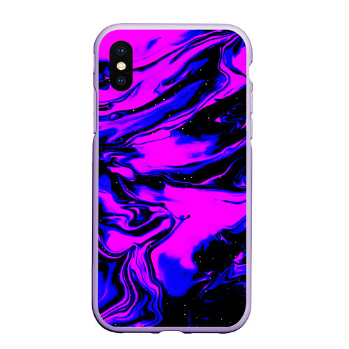 Чехол iPhone XS Max матовый НЕОНОВЫЕ РАЗВОДЫ КРАСОК / 3D-Светло-сиреневый – фото 1