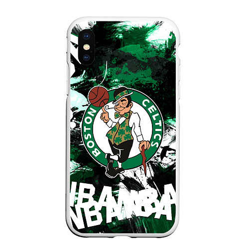 Чехол iPhone XS Max матовый Бостон Селтикс , Boston Celtics / 3D-Белый – фото 1
