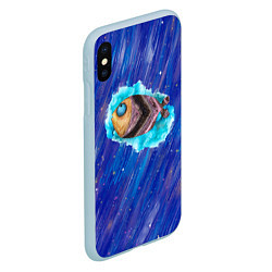 Чехол iPhone XS Max матовый Забавная рыба, цвет: 3D-голубой — фото 2