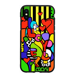 Чехол iPhone XS Max матовый Romero Britto - love you