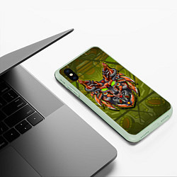 Чехол iPhone XS Max матовый Кибер-лис, цвет: 3D-салатовый — фото 2