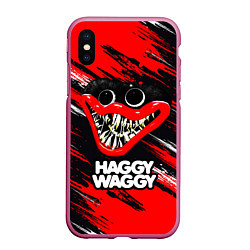 Чехол iPhone XS Max матовый POPPY PLAYTIME GAME HAGGY WAGGY ПОППИ ПЛЕЙТАЙМ, цвет: 3D-малиновый