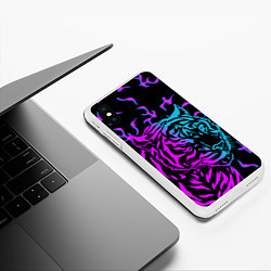 Чехол iPhone XS Max матовый Неоновый ТИГР Год тигра, цвет: 3D-белый — фото 2